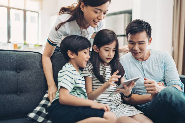 istock Modern family with two children 1214133150