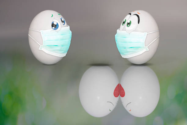 Easter eggs and coronavirus with kiss