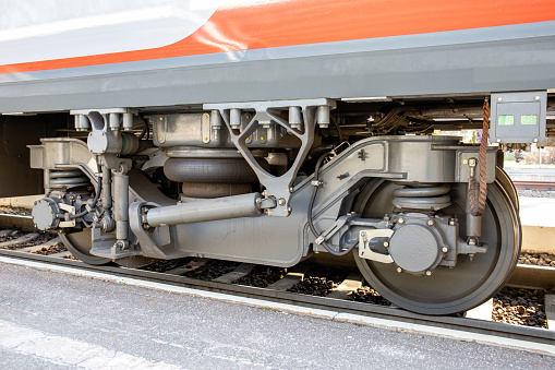 mechanism of wheels of a modern electric train