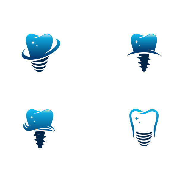 Dental implant logo designs concept vector, Dental Care logo template Dental implant logo designs concept vector, Dental Care logo template dentist logos stock illustrations
