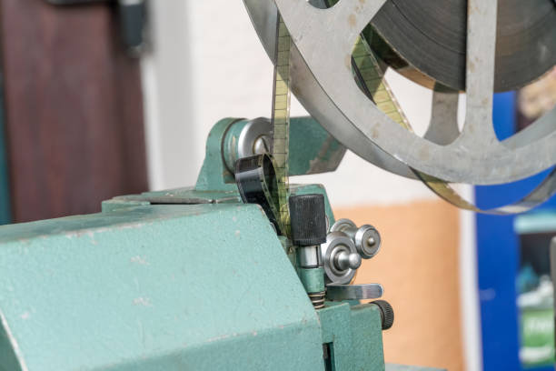 istock Vintage projector reels for viewing film 1214136109