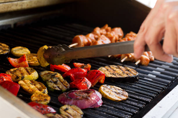 istock Grilled Marinated Chicken Skewers and Vegetables 1214141355
