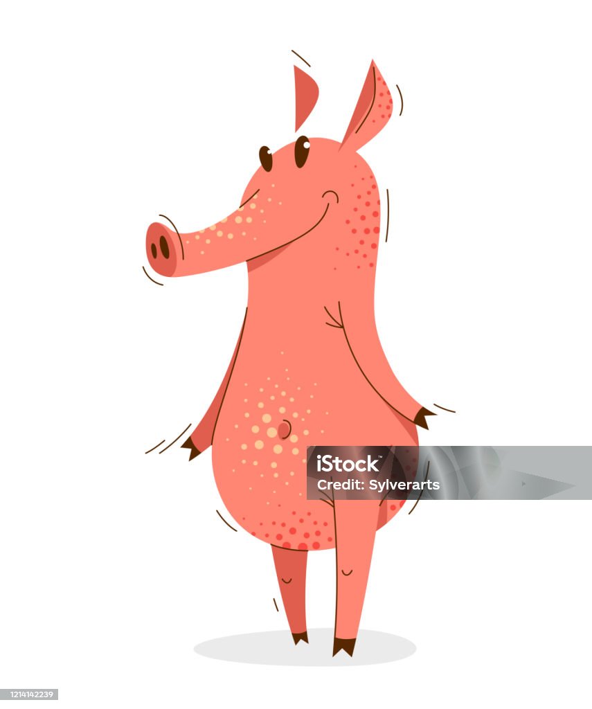 Hình Ảnh Vui Nhộn Lợn Đứng Đáng Yêu Và Hài Hước Vector Minh Họa ...