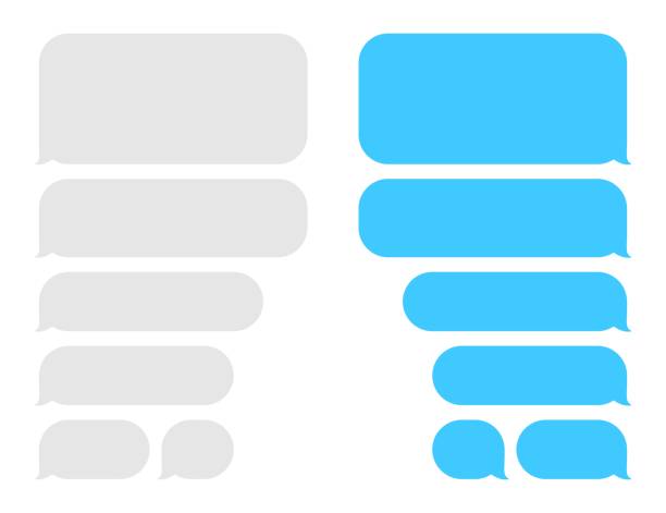 Chat box message bubbles. Balloon messenger screen template. Vector flat dialog. Social media application. Chatting interface Chat box message bubbles. Balloon messenger screen template. Vector flat dialog. Social media application. Chatting interface. speech bubble stock illustrations