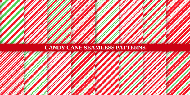 конфеты каняс полоса картины. бесшовный рождественский фон. векторная иллюстрация. - hard candy candy mint wrapped stock illustrations