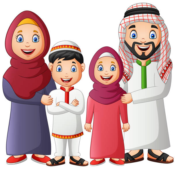 Happy Muslim Family Cartoon Stock Illustration - Download Image Now -  Family, Ramadan, Arab Culture - iStock