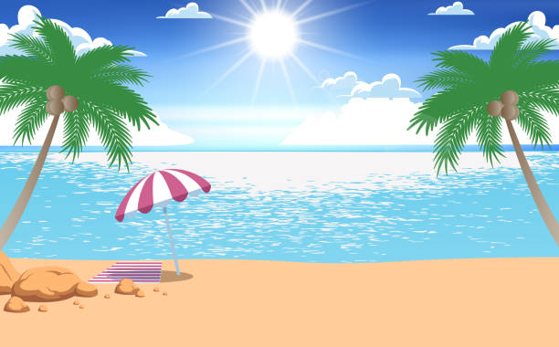 Web landscape of sunlight at the beach in the day beach day stock illustrations