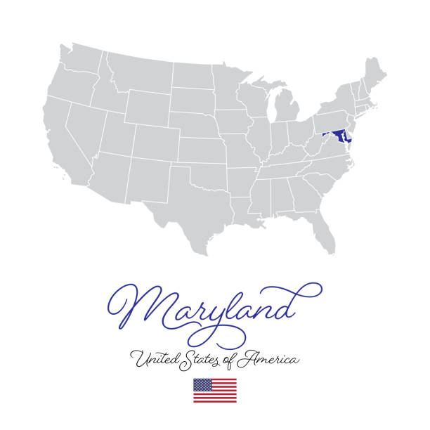 Maryland in the USA Vector Map Illustration Maryland in the USA Vector Map Illustration maryland us state stock illustrations