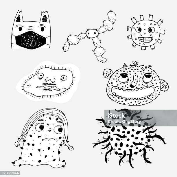 Many Adorable Animals With Different Types Of Viruses Stock Illustration -  Download Image Now - iStock