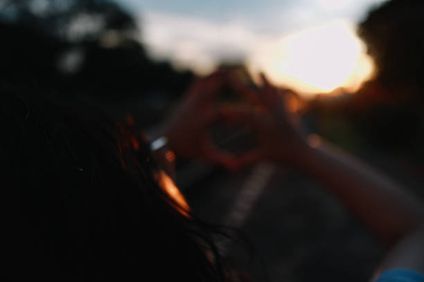 happy Thai girl and sunset