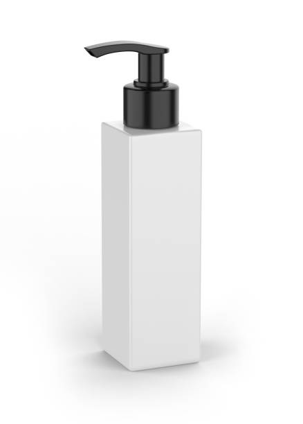 Blank Plastic Bottle with Pump Dispenser For Branding, 3d render illustration.