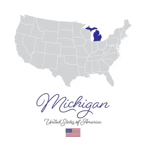 Vector illustration of Michigan in the USA Vector Map Illustration