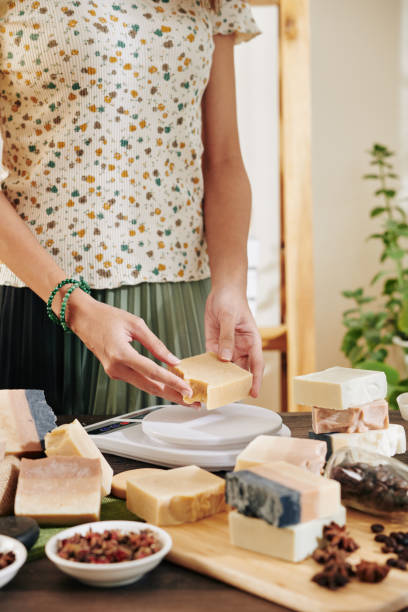 istock Woman measuring handmade soap 1214164808