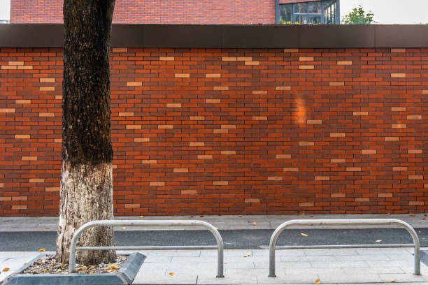 red brick wall, new, neat, clean