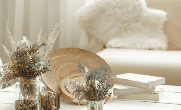 istock Decorative items in the interior with dried flowers. 1214168529