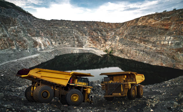 istock Aerial view of mine industry 1214169082