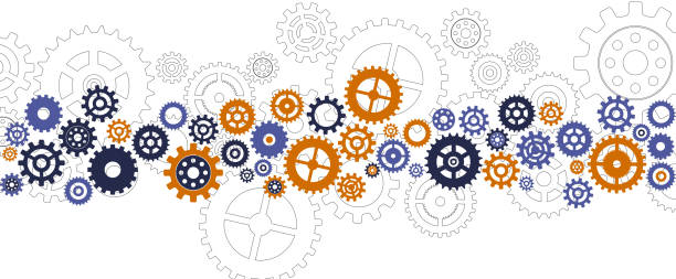 cog stripe template cogs gears synchronized arrangement template background gears stock illustrations