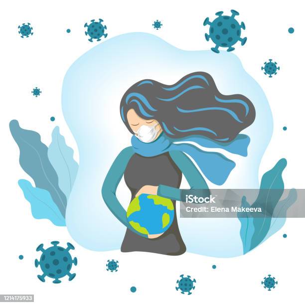 Coronavirus Concept Woman In Medical Face Mask Holds Planet In Hand And Saves It From Flying Around Coronaviruses Biological Hazard Illustrationrespiratory Virus Outbreak On Earth World Protection Stock Illustration - Download Image Now