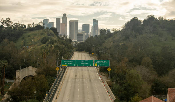 istock Empty Los Angeles Freeway During Covid-19 Coronavirus Pandemic. 1214180828