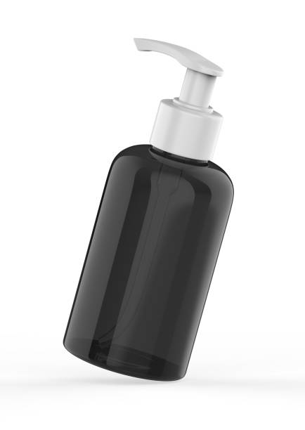 Blank Plastic Bottle with Pump Dispenser For Branding, 3d illustration.