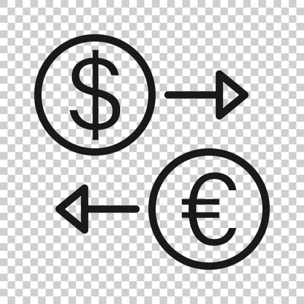 Currency exchange icon in flat style. Dollar euro transfer vector illustration on white isolated background. Financial process business concept. Currency exchange icon in flat style. Dollar euro transfer vector illustration on white isolated background. Financial process business concept. зарплата фельдшера stock illustrations
