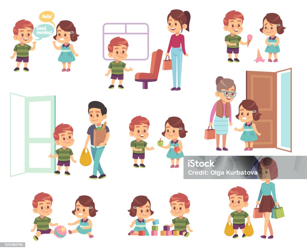 Kids Good Manners Polite Children In Different Situations Little Boys And  Girls Helping Adults Respect Elderly Cartoon Vector Characters Stock  Illustration - Download Image Now - iStock