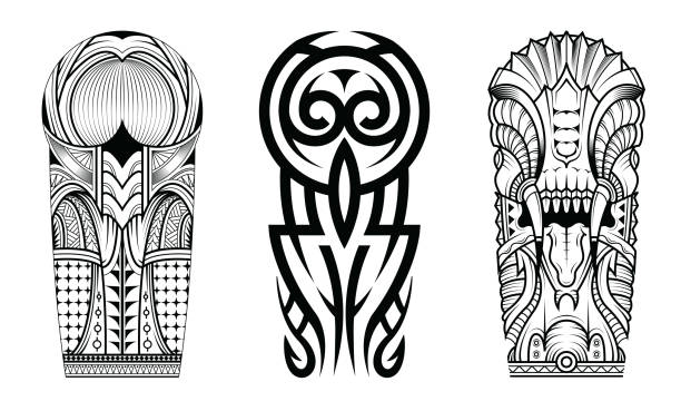 Tattoo Abstract Black Arm Template Vector Set Stock Illustration - Download  Image Now - Celtic Style, Tattoo, Indigenous Culture - iStock