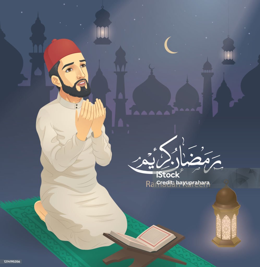 Một Người Đàn Ông Cầu Nguyện Trong Tháng Ramadan Hình minh họa Sẵn ...
