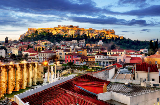 istock Athens skyline with Acropolis at night, Greece 1214195419