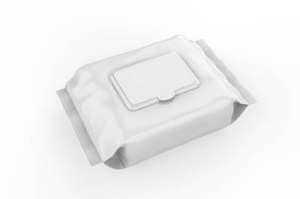 Blank Wet Wipes Soft Tissue Package For Branding, 3d render illustration.