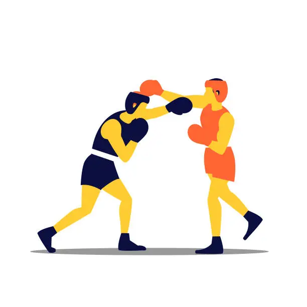 Vector illustration of Two boxers competing in the ring.