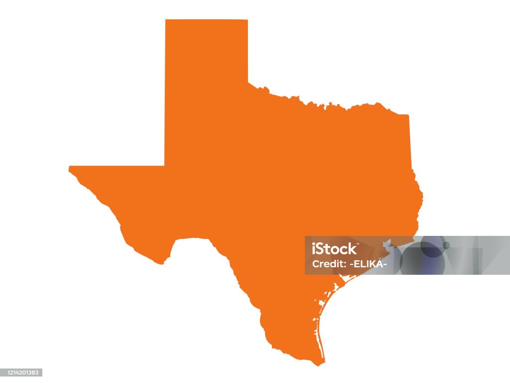 Tesxa Map Color Texas Map Stock Illustration - Download Image Now - Texas, Orange Color ...