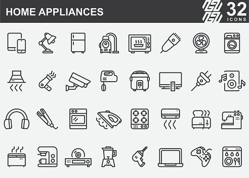istock Home Appliances Line Icons 1214206804