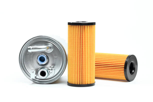 Oil , air , fuel filter for car on white background or isolated