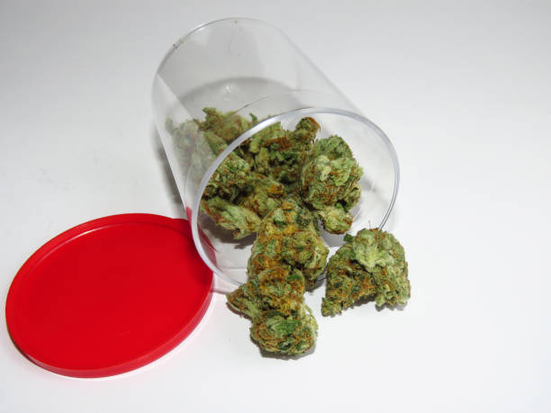 istock Medical cannabis in transparent plastic bottle 1214210143