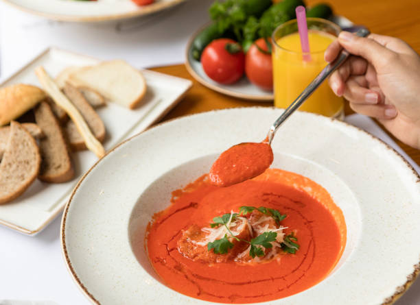 istock Eating tasty red soup 1214210379