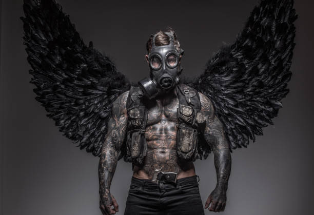Black Winged Male Warrior Military Angel