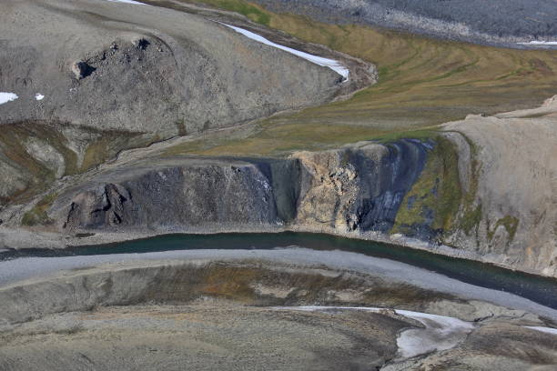 Tundra landscape in summer, Taymyr peninsula, aerial view