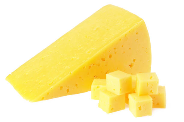 istock Cut of cheese isolated on a white background 1214216386
