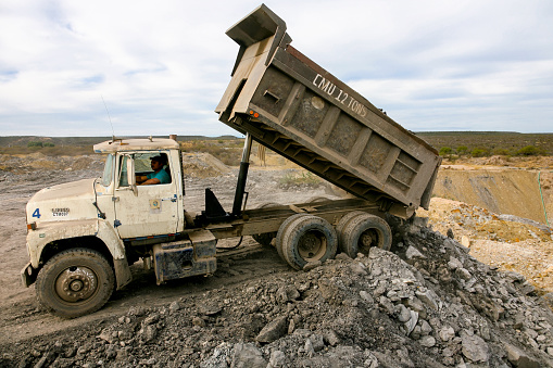 Múzquiz, Mexico, January 16 --  A heavy truck work in a open-cast coal mine in the Múzquiz region in the state of Coahuila in northern Mexico, about 100 kilometers from the border between Mexico and the United States.