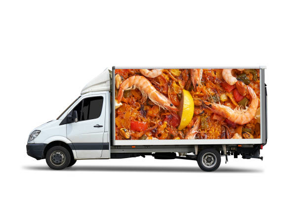 istock Spanish delivery truck isolated on white background 1214217266