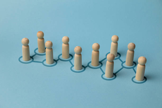 istock Shapes connected by lines, social interactions. Harmony and unity among people 1214218761