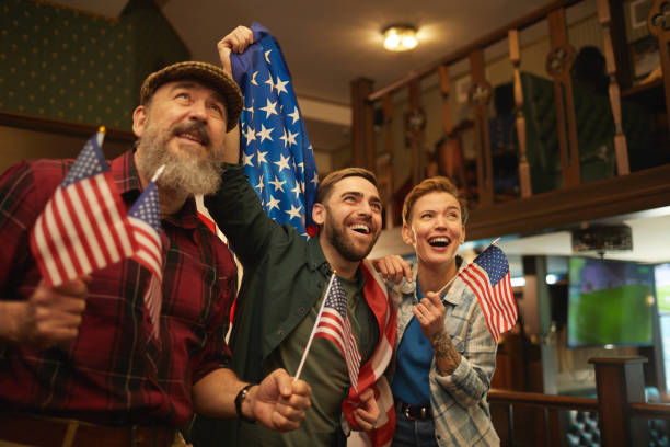 istock Excited American fans 1214224564