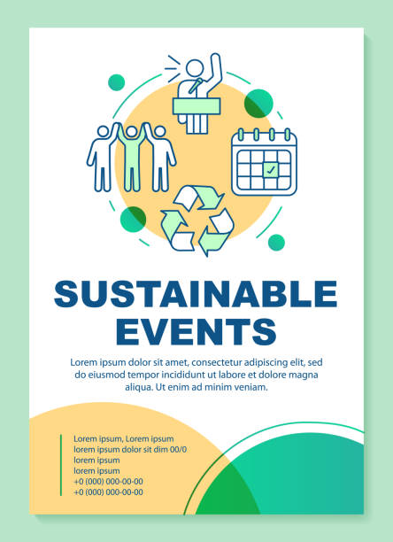 ilustrações, clipart, desenhos animados e ícones de layout de modelo de pôster de eventos sustentáveis. protesto ecológico, reunião. banner, livreto, impressão de folhetos com ícones lineares. evento de desperdício zero. layouts de páginas de folhetos vetoriais para revistas, folhetos publicitários - poster advertise protest presentation