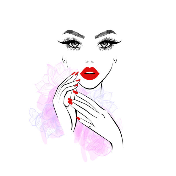 Ilustración de Hermosa Mujer Con Labios Rojos Mano Con Uñas De Manicura Rojas Logotipo De Belleza Arte De Uñas Extensión De Pestañas Ilustración Vectorial Flores De Diadema Motivo Floral Flores Abstractas Salón Ilustración de Hermosa Mujer Con Labios Rojos Mano Con Uñas De Manicura Rojas Logotipo De Belleza Arte De Uñas Extensión De Pestañas Ilustración Vectorial Flores De Diadema Motivo Floral Flores Abstractas Salón