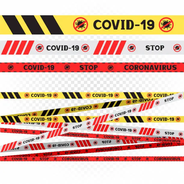 Vector illustration of coronavirus covid-19 do not cross line