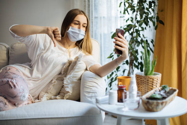 istock Sick woman having flu or cold. 1214237255