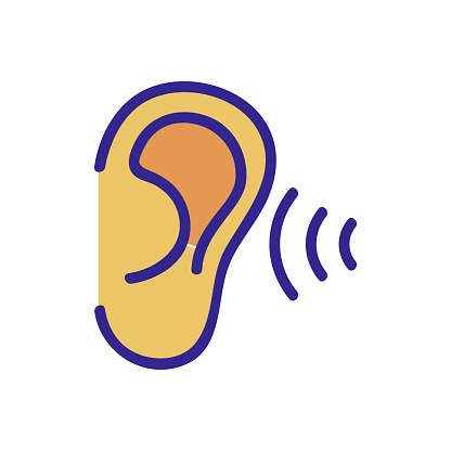 the ear hears sound icon vector. the ear hears sound sign. color isolated symbol illustration