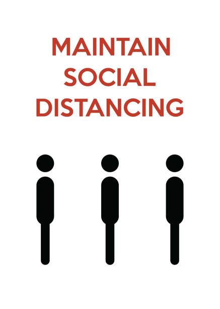 Maintain social distancing. Minimalist poster for preventing the spread of coronavirus pandemic. vector art illustration