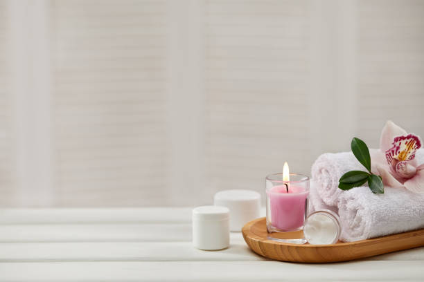istock Spa treatments on white wooden table 1214241413